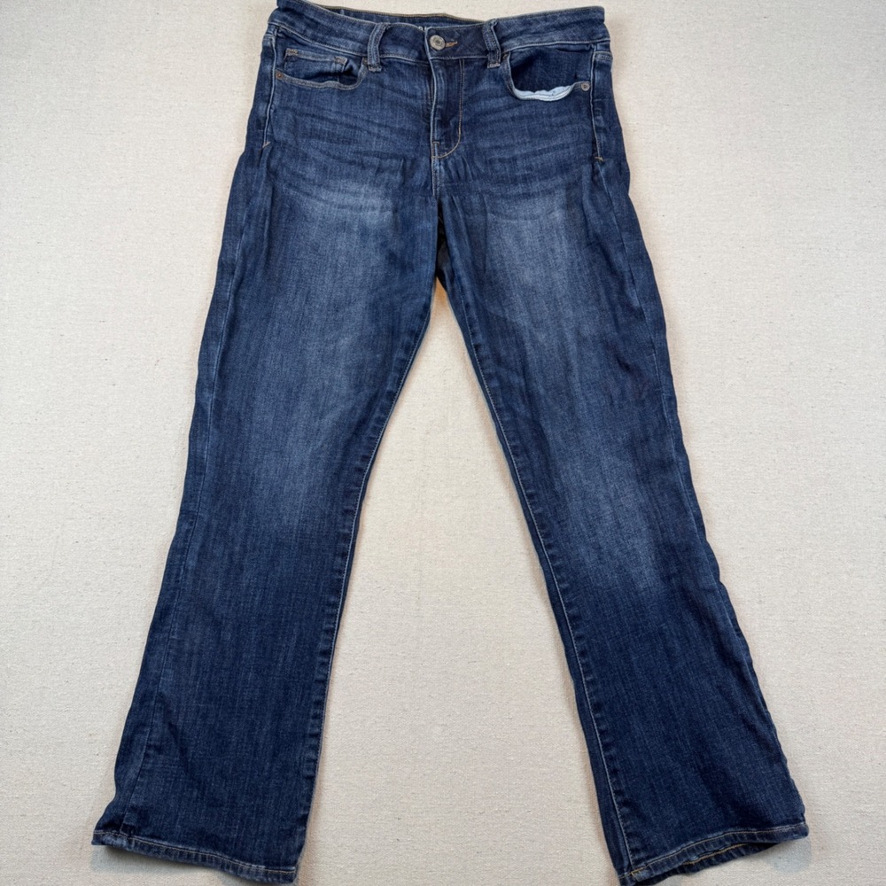 American Eagle 12 Short Skinny Kick Jeans Womens Dark Wash Blue Stretch Denim